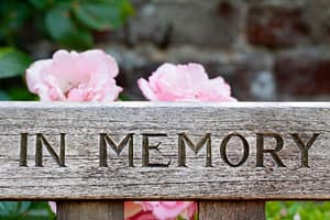 Bench with words In Memory