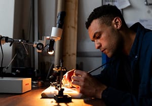 Man undertaking restoration project