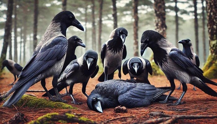Crows mourning their dead
