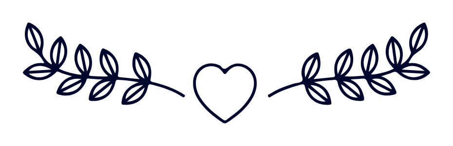 Heart flanked by leaves graphic