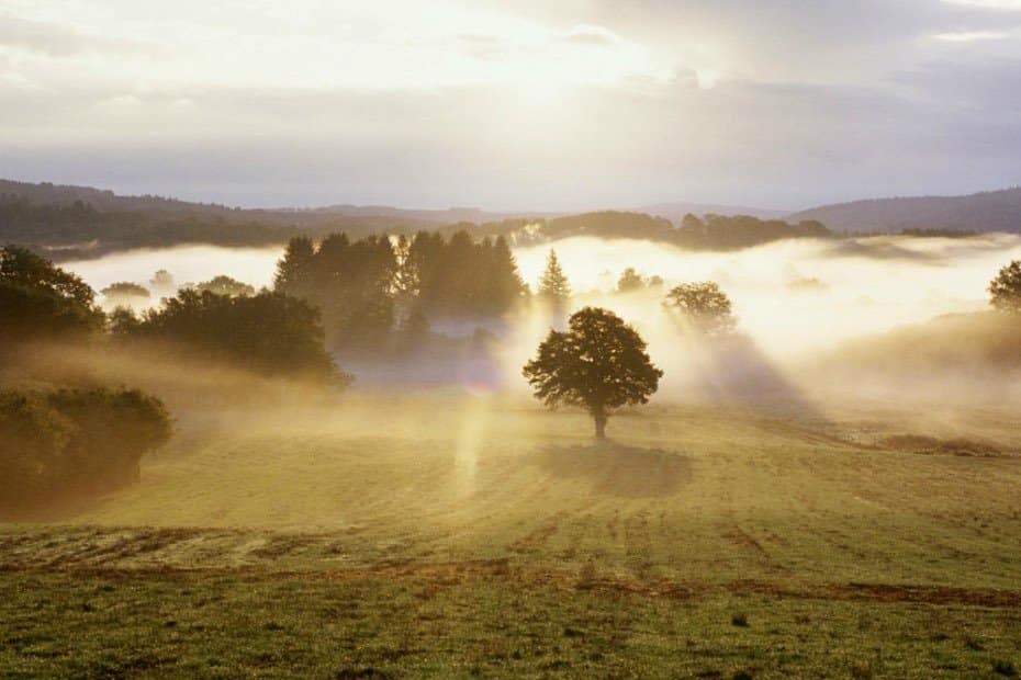 Sun rise over beautiful landscape