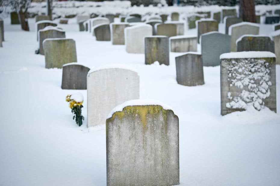 Graveyard in snow